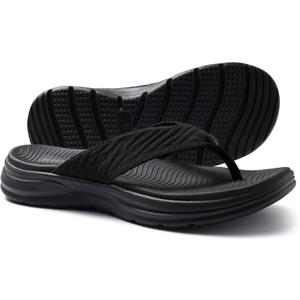 KIDMI Women's Arch Support Flip Flops with Soft Cushion Comfortable Summer Beach Slip On Walking Thong Sandals (Size 41, Black)