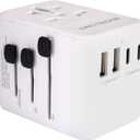 All-in-One International Plug Adapter Universal Travel Adapter with Surge Protector and PD 35W Dual USB 3 Type C Ports Outlet Extender for USA AU EU UK (White)