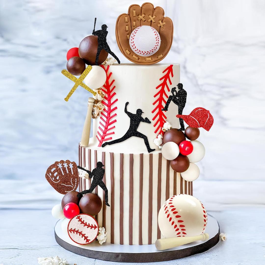 Baseball Cake Decorations Sports Theme Party Decoration Supplies Baseball Themed Happy Birthday Cake Topper Party Decorations, Design C