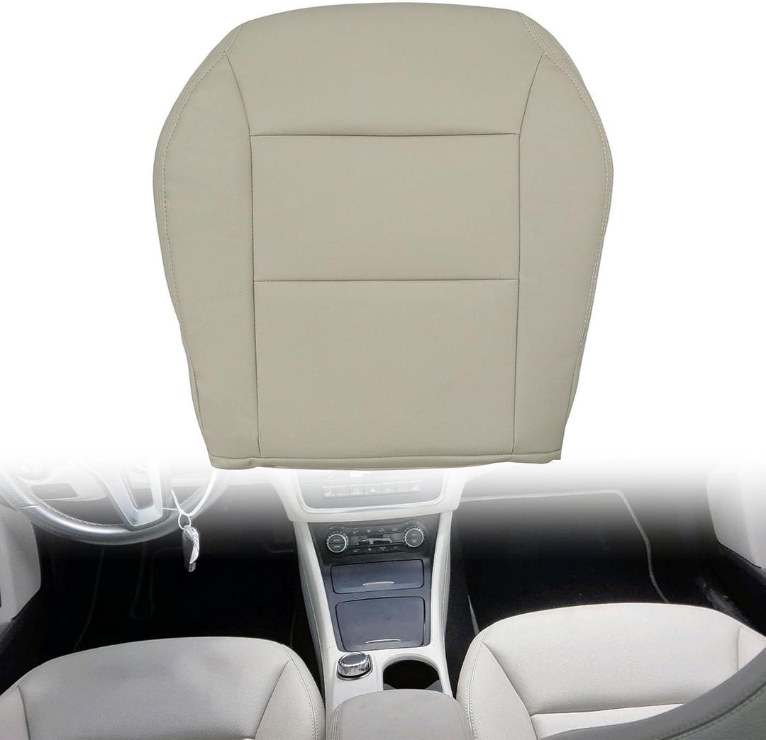 GXARTS Front Driver or Passenger Side Bottom Replacement Seat Cover Microfiber Leather Beige Light Tan Compatible with Mercedes-Benz CLA250 CLA 250 2014 2015