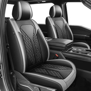 Seat Covers for Ford F150 2009-2025 2026 - F250/F350/F450 2017-2025 2026: 5 Seat Full Set Faux Leather Truck Seat Covers Car Cushion (5 Seats,Black&Grey)