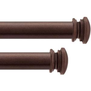 Deco Window 2 Pcs Endcap Extendable Brown Curtain Rods 36" to 66" for Windows and Doors 1-Inch