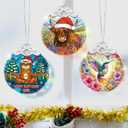 2 x NewEleven Sloth Gifts for Women, Men - Sloth Christmas Ornaments, Cute Decoration Gift for Him, Her, Friend - Sloth Ornaments for Christmas Tree 2025 - Stained Glass Ornament