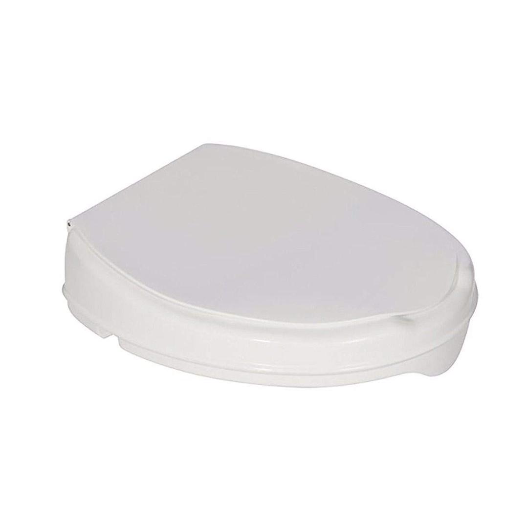 Homecraft Savanah Raised Toilet Seat with Lid, 2" Elevated Seat for Seniors, Universal Fit for Most Standard Toilets, Portable & Tool-Free, Seat Riser, Ergonomic Design, White