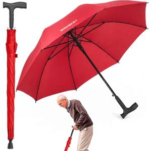2-in-1 Walking Sticks Umbrella - Windbreak Ribs Walking Cane Umbrella Lightweight, Windproof, Heavy-Duty Frame- Ideal Father's Gift for Climbing, Hiking, Hanging Out on Raining