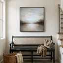 Framed Neutral Abstract Lake Landscape Canvas Wall Art Decor, 30x30 In