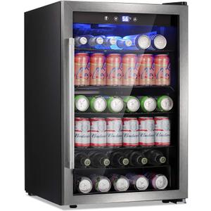 Antarctic Star Beverage 4.4Cu.Ft Refrigerator Cooler -145 Can Mini Fridge Glass Door for Soda Beer or Wine, Small Drink Dispenser, for Home Office or Bar.