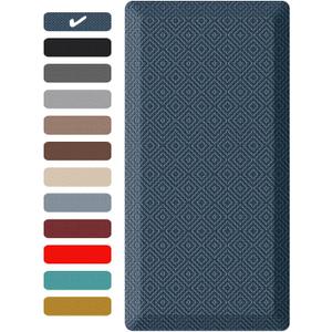 Ophanie Kitchen Mats for Floor, 3/4 inch Thick, 17x28 Anti Fatigue Cushioned Mat, Kitchen Rugs, Waterproof, Comfort Ergonomic Standing Mat for Office, Home, Sink, Blue Non-Slip Ridged Bottom