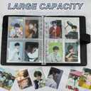 A5 Kpop Photocard Binder, 6 Ring Binder Album with 200 Card Slots, PU Leather Binder Cover with Magnetic Buckle Closure for Organizing Trading Cards (Black)
