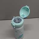 Nuby Thirsty Kids No Spill FlipIt Active Stainless Steel Travel Cup or Water Bottle  14 Oz  18+ Months  Mint Whale  Back to School Essentials