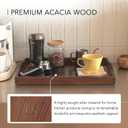 Large Acacia Wooden Serving Tray with Handles 20 x 14 inch Decorative Coffee Table Ottoman Tray for Living Room Extra Large for Kitchen Dinner Food Bar Breakfast in Bed (Dark Brown)