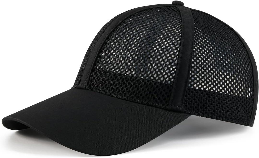 VOBOOM Breathable Full Mesh Baseball Cap for Men, Women, Lightweight Trucker Hats Outdoor Sports Wear (Black)