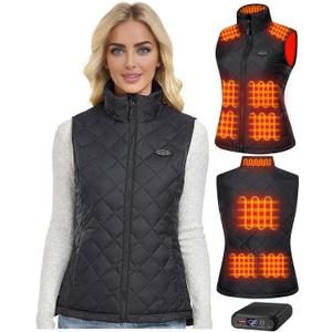 Topdot Heated Vest Women with Battery Pack 16000mAh 7.4V, Heated Vest for Women with 10-Heated Zones for Outdoor Work (Small, Black)
