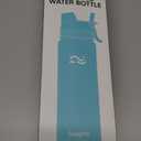 [2-IN-1 LID] Insulated Water Bottle with Silicone Boot (36hrs Cold/18hrs Hot) - DIY Stickers, Leakproof, BPA Free, 24 oz (Cyan)