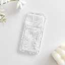 NITITOP Compatible with iPhone 15 Plus Case with Card Holder Clear Cute Line Rose Floral Flowers for Women Girls Soft TPU Wallet Shockproof Protective Cover - White