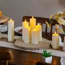 Flameless Waterproof 2.2" x4" 4" 5" 5" 6" 6" 7" 7" Pillar Candles with Remote Control and Timer, LED Battery Operated Plastic Ivory Pack of 8 Outdoor Flickering Warm Light