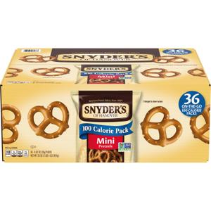 Snyder's of Hanover Mini Pretzels, 100 Calorie Individual Packs, 36 Ct (EXP 09/26/26)