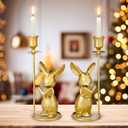 2 Pcs Christmas Mouse Reading Taper Candle Holders 8.25 Inches Cute Animal Candlestick Holders Dinner Metal Candle Stand Centerpiece Table Decorative Candlelight for Christmas Home Decoration