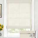LazBlinds No Drill Cordless Bamboo Roman Shades, Light Filtering Blinds for Indoor Windows, Roll Up Bamboo Blinds for Home, 31" W x 64" H, Star-Off White