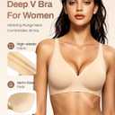 Gailife Deep V Wireless Jelly Push Up Bras for Women Plunge Bralette -BK/ND (XXXL)