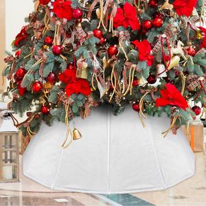 Velvet Folable Christmas Tree Collar - White Velvet Tree Skirt for Artificial Trees