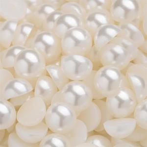 100PCS 16mm Flatback Pearls for Crafting Ivory, Imitation Large Half Round Pearl Beads Bulk for Crafts Project, Half Flat Back Pearls for DIY Making Crocs Tumblers Shoes Cups Wedding