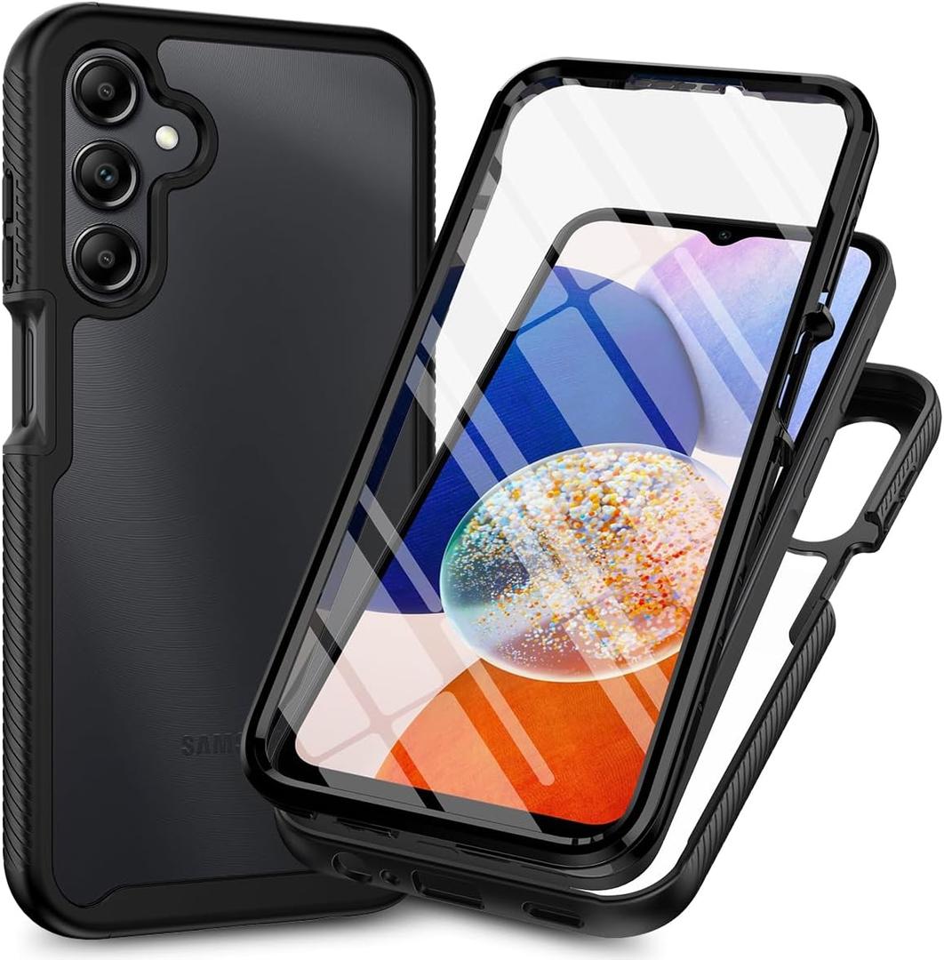 for Samsung Galaxy S25 Edge 5G Case, for Samsung S25 Edge Phone Case with Built-in Screen Protector Clear Slim Back Cover Shockproof Heavy Duty Bumper Full Body Protective Case, Black