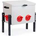 Metal Chicken Feeder with 4 Ports, 30 lbs Metal Poultry Feeder, Height Adjustable Weatherproof Feeding Box for Chickens, Geese, Ducks, Turkeys, Quails (30lbs-4 Ports)