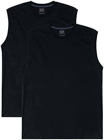 2 set Fruit of the Loom Men's EverSoft Cotton Sleeveless Moisture Wicking T-Shirts with Odor Control Size S
