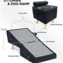 Dog Stairs for Small Dogs and Cats 2-in-1 Dog Ramp for Couch and Low Bed, 16.5'' Foldable Wooden Pet Ramp, Sturdy Multi-Use Split Ottoman Design, Dark Blue