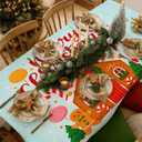 Christmas Tablecloth Sweet Festive Gingerbread House with Merry Christmas Print 83 x 60 Inch Table Cover Rectangle Dining Table Cloth Holiday Party Decorations