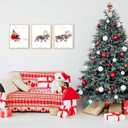 2 x LANCHI95 3 Pcs 8x10in Christmas Wall Art Prints, Santa Claus Reindeer With Sleigh, Large Aesthetic Christmas Art Poster Decorative Poster Room Decor For Living Room Bathroom (UNFRAMED)