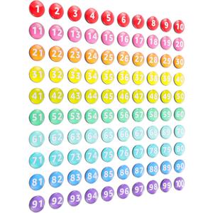 Tellegloww 1-100 Magnetic Numbers 0.98" Glass Magnets Number for Whiteboard Dry Erase Boards Classroom Round Refrigerator Magnets for Home School Office (Rainbow Color)