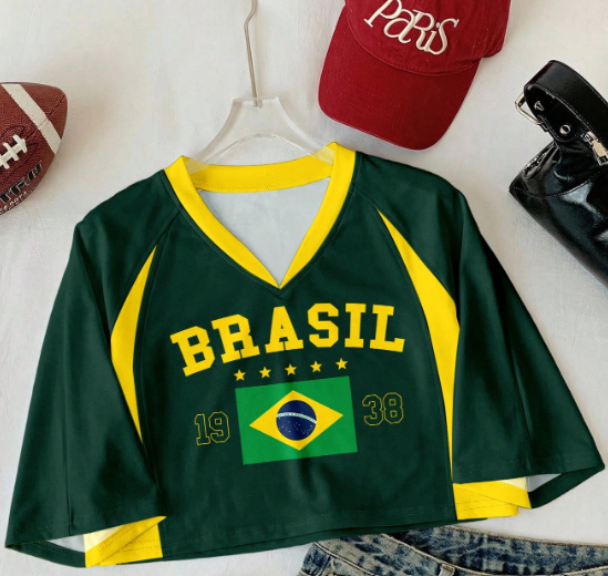SOLY HUX Women's Y2k Crop Tops Graphic Baggy T Shirts Festival Rave Outfits Streetwear Sportswear Green Graphic Small