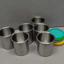 Stainless Steel Pint Containers & Lids Compatible with Ninja Creami ice Cream Maker NC500, NC501, CN501CO Delux Series 6 Pack, 24 oz, Silicone Lids, BPA-Free, Dishwasher Safe