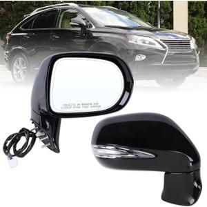 Right Passenger Side Mirror Compatible With 2013 2014 2015 Lexus RX350 RX450H With Power Folding Power Glass Heated Mirror Memory Turn Signal Puddle Light Black Replace#879100E120C0(16Pins)