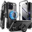 SUPCASE for iPhone 16 Pro Case with Stand (UBPro Mag), [Support MagSafe] [Built-in Screen Protector & Belt Clip] [Military-Grade Protection] Magnetic Phone Case for iPhone 16 Pro 6.3'' 2024, Black