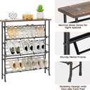 JZM Shoe Rack Storage, Narrow 4 Tier Metal Shoe Storage Shelf, Free Standing Shoe Racks, Space Saving Shoe Rack Organizer for Entryway, Hallway, Bedroom, Living Room(12-16 Pair), 27.16''W X 7.87''D X 35.03''H