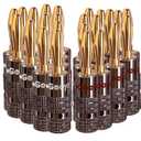 Speaker Connector Banana Plugs - 24K Gold Plated Brass 4mm Plug (12 Pairs/24 pcs)