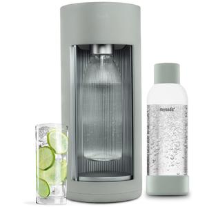 New Mysoda Glassy Design Sparkling Water Maker With 1L Glass & Plastic bottle - Silent Nordic Design Soda Maker Featuring A Sliding Door Opening - No Cylinder Included - Colour Green