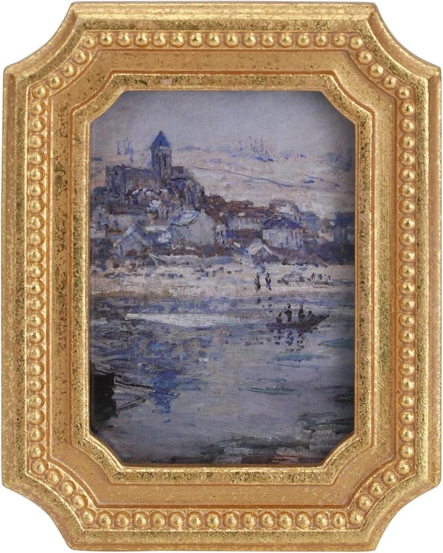 2.5x3.5 Vintage Picture Frame - Antique Gold Wallet Size Picture Frames 2.5 X 3.5,Octagon 2.5 X 3.5 Frame Ornate For Tabletop Photo Display And Wall Hanging, Mini Photo Frame 2.5 X3.5 (Gold, 2.5x3.5)