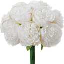 10PCS White Realistic Silk Peonies Bouquet, Waterproof & UV Resistant Faux Peony Flowers, All-Weather Artificial Stems for Outdoor, Grave, Wedding Centerpiece & Home Decor