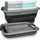 BROOKSTONE, 1 UNIT, 11 GALLONS - [OUR LARGEST BASKET EVER] 24" Collapsible Laundry Basket, Comfort Non-Slip Grip Handles, Minimalist Space Saving Design, Portable Pop-Up Hamper, [BPA FREE] (Dark Gray)