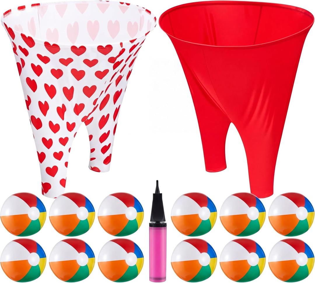 Granny Pants Yard Game with Oversized Pants Bouncy Balls and Pump, Easter Giant Outdoor Tossing Game for Family Reunion Backyard Carnival Party Gathering (Heart, Vivid Color)