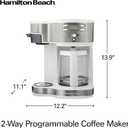 Hamilton Beach 2-Way Programmable Coffee Maker, 12 Cup Glass Carafe And Single Serve Coffee Maker, White with Stainless Steel Accents, 49933