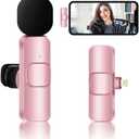 Pink Wireless Lavalier Microphone for iPhone iPad, Recording Mini Microphones, Professional Mini Mic for Interview Video Vlog YouTube