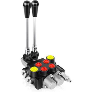 Hydraulic Flow Control Valve 2 Spool 13 GPM G Ports Adjustable Relief Lever Handle Double Acting Parallel Center Tractor Loader W/Joystick Small Tractors/Tanks Loaders Log Splitters 3600 PSI