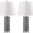 Safavieh Lighting Collection Dixon Grey White and Grey Base Table Lamp, Set of 2