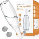 Nasal Irrigator, Sinus Rinse Bottle, BPA-Free, Ergonomic Design, 2 Tips for Adult/Kids, Reduces Snoring, Relieves congestion, Easy to use, Transparent Light-grey Pack of 2