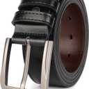 beltox fine Mens Casual Leather Jeans Belts 1 1/2 Wide 4MM Thick Alloy Prong Buckle Work Dress Belt for Men (Black)